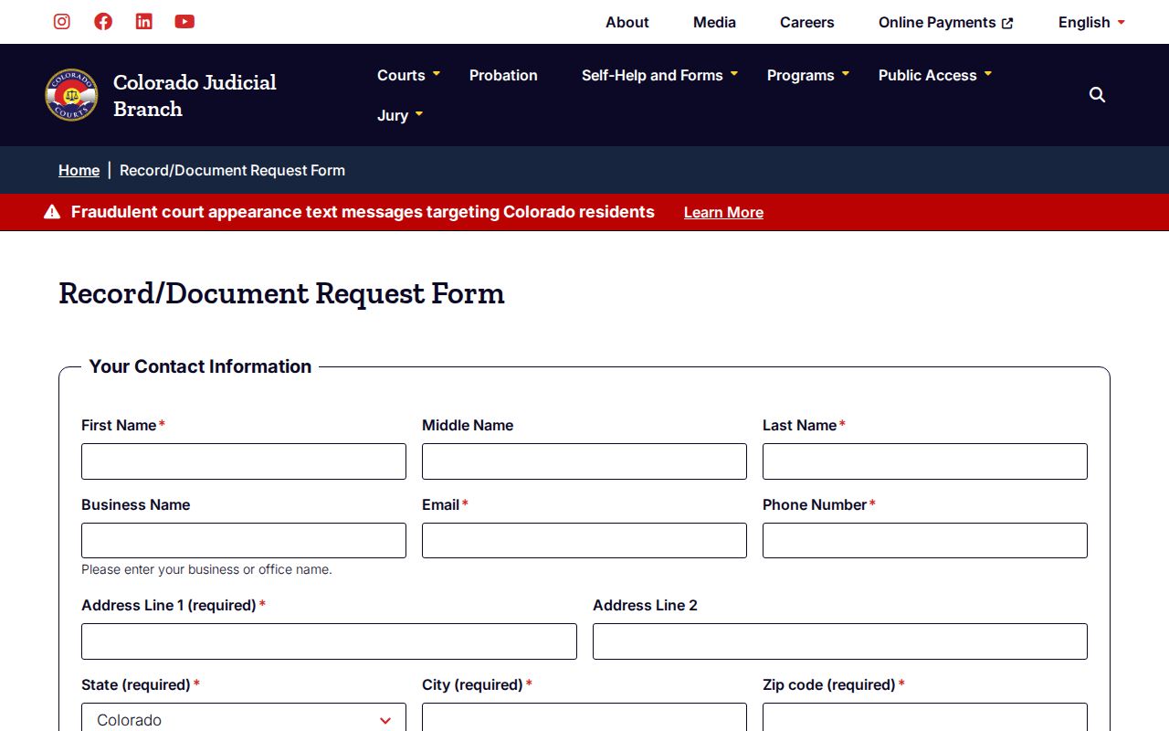 Rio Grande County warrant search court record request form