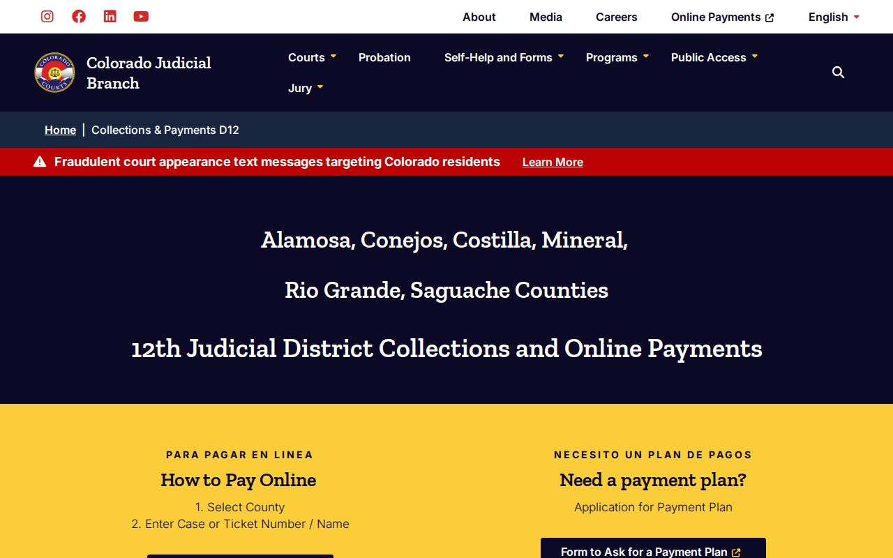 Rio Grande County warrant search D12 payment instructions
