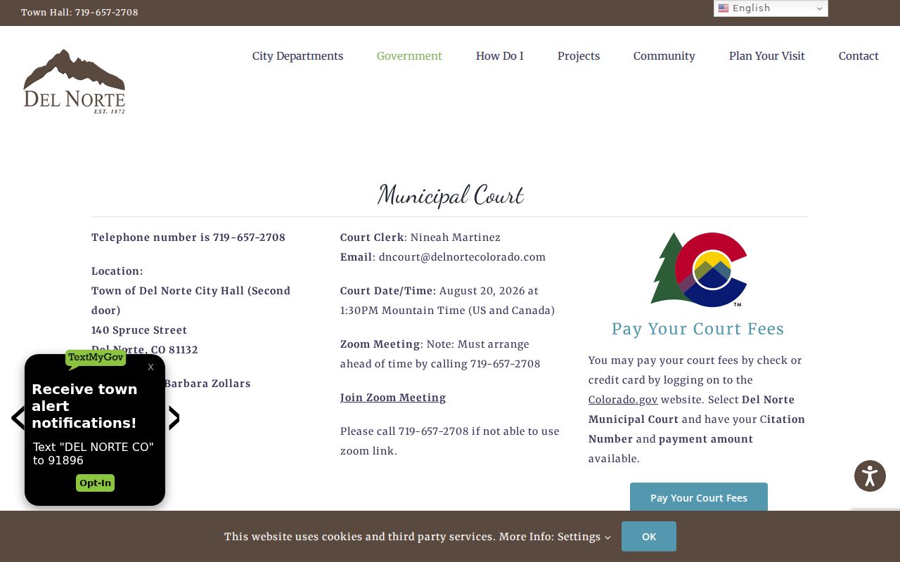 Del Norte warrant records municipal court and payment information