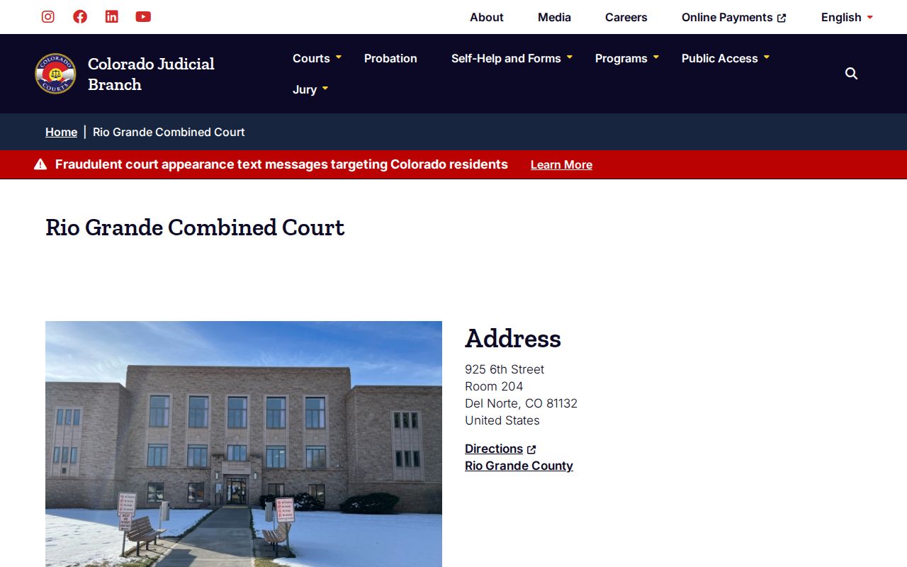 Rio Grande County warrant records courthouse location and clerk contact